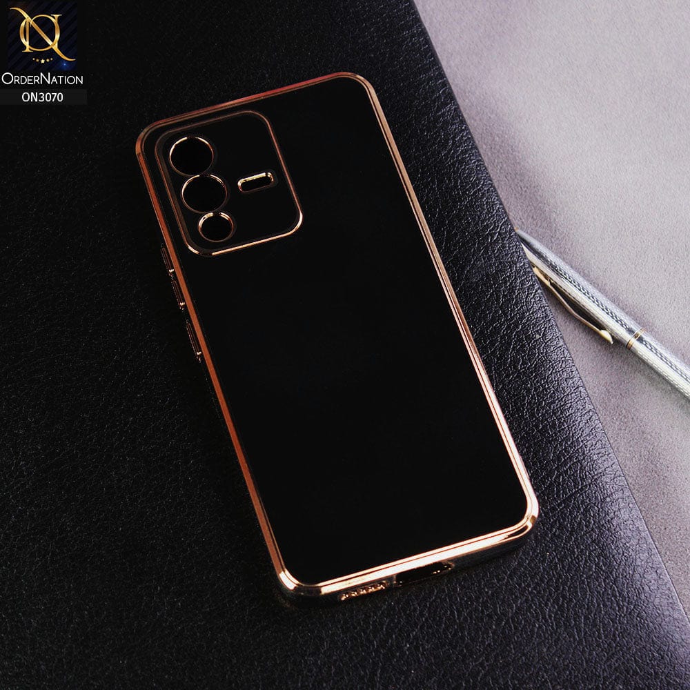 Vivo V23 5G - Black - Electroplating Silk Shiny Soft Case With Camera Protection