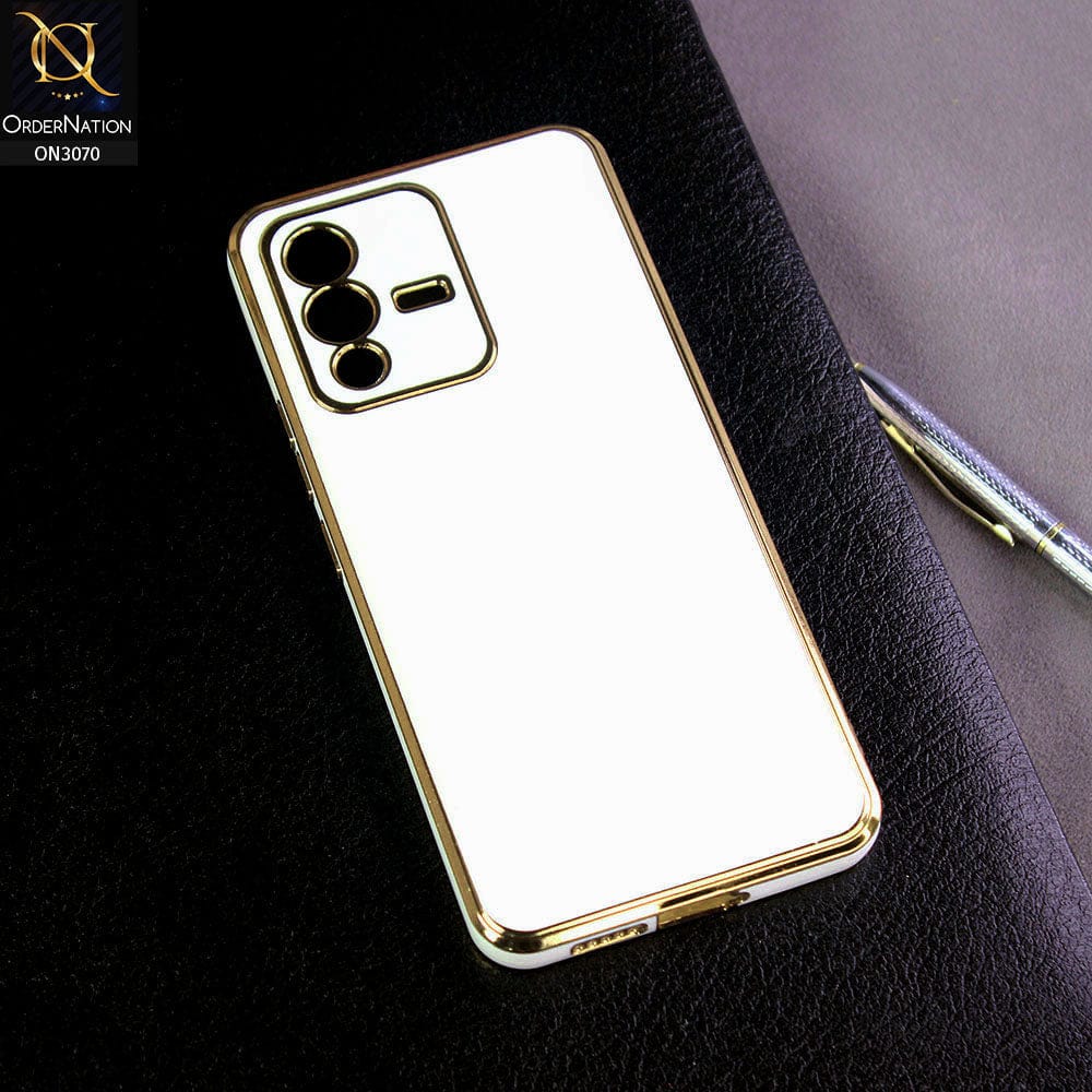 Vivo V23 5G - White - Electroplating Silk Shiny Soft Case With Camera Protection