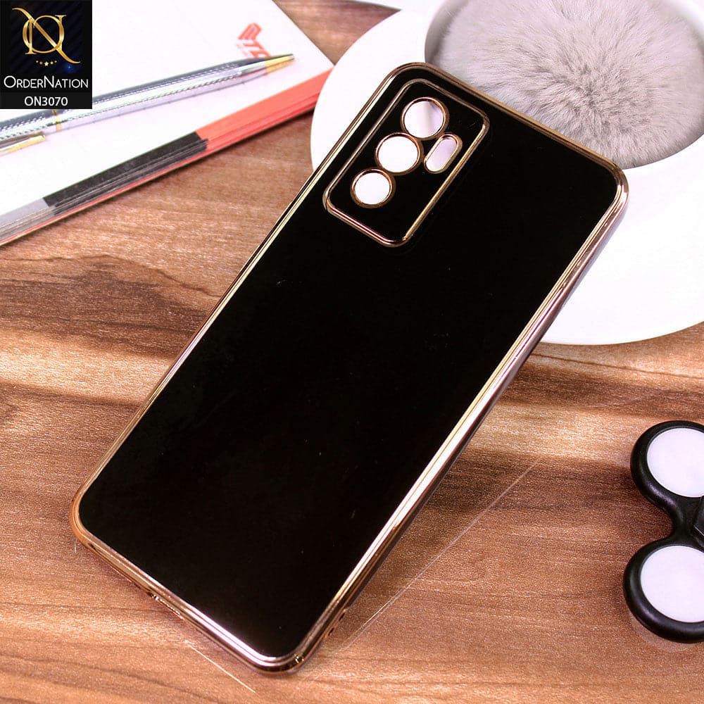 vivo S10e Cover - Black - Electroplating Silk Shiny Soft Case With Camera Protection