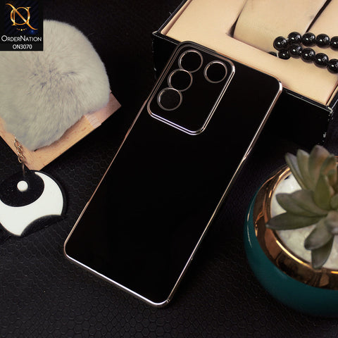 Vivo V27e Cover - Black - Side Colour Borders camera Protection Soft TPU Transparent Case