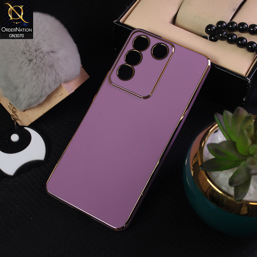 Vivo V27e Cover - Mauve - Side Colour Borders camera Protection Soft TPU Transparent Case