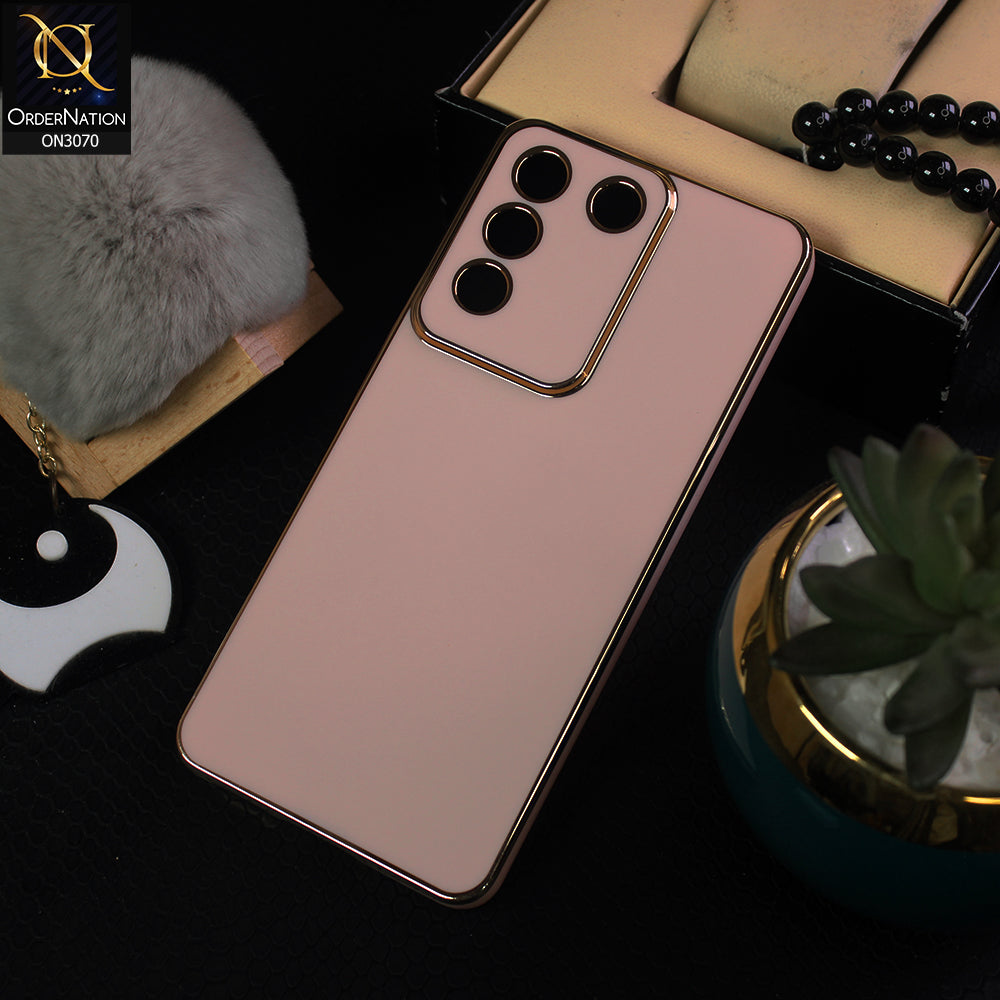 Vivo V27e Cover - Pink - Side Colour Borders camera Protection Soft TPU Transparent Case