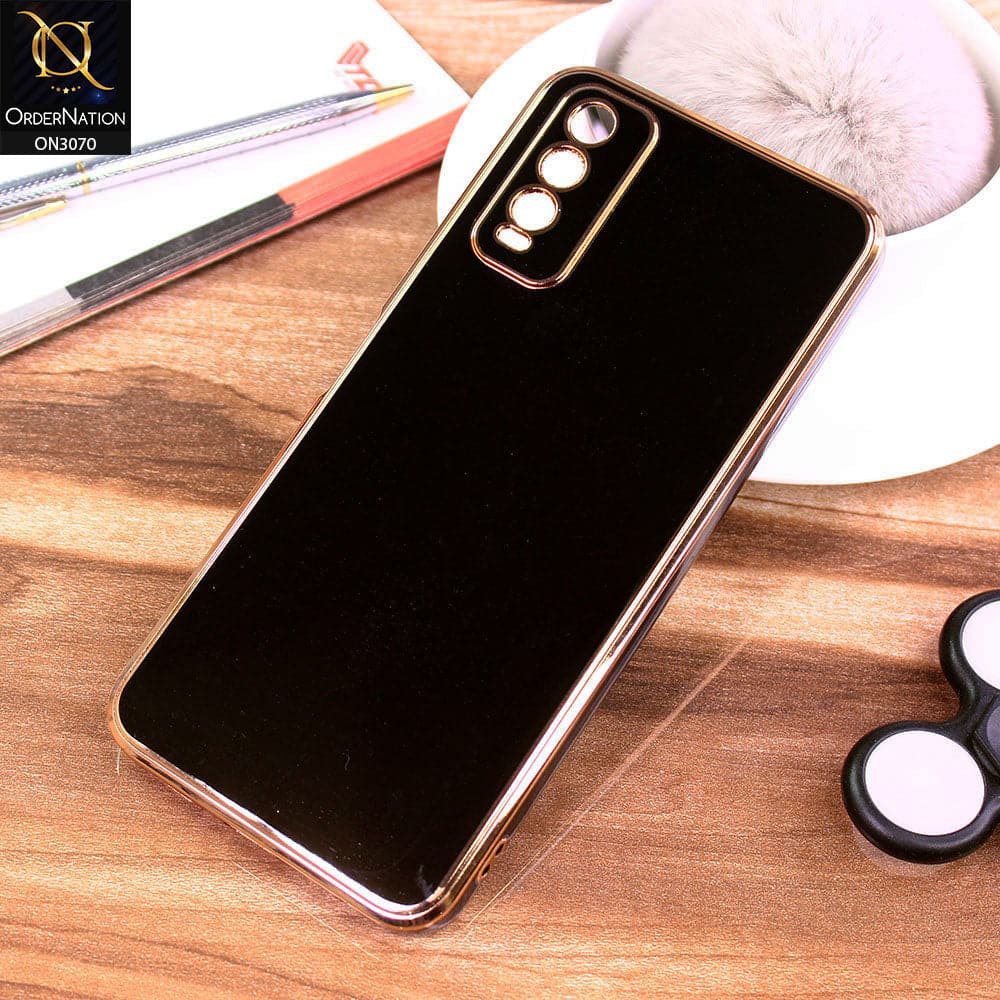 Vivo Y20s Cover - Black - Electroplating Silk Shiny Soft Case With Camera Protection