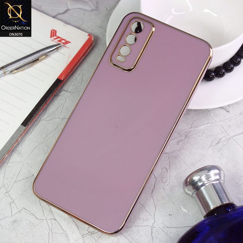 Vivo Y12s Cover - Purple - Electroplating Silk Shiny Soft Case With Camera Protection