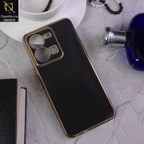 Vivo Y35 Cover - Black - Side Colour Borders camera Protection Soft TPU Transparent Case