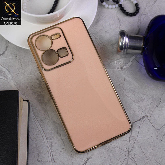 Vivo Y35 Cover - Pink - Side Colour Borders camera Protection Soft TPU Transparent Case