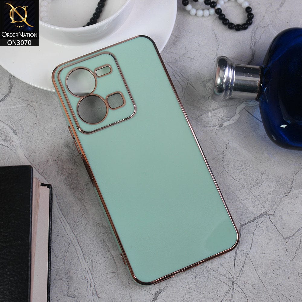 Vivo Y35 Cover - Sea Green - Side Colour Borders camera Protection Soft TPU Transparent Case