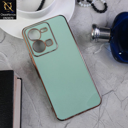 Vivo Y35 Cover - Sea Green - Side Colour Borders camera Protection Soft TPU Transparent Case