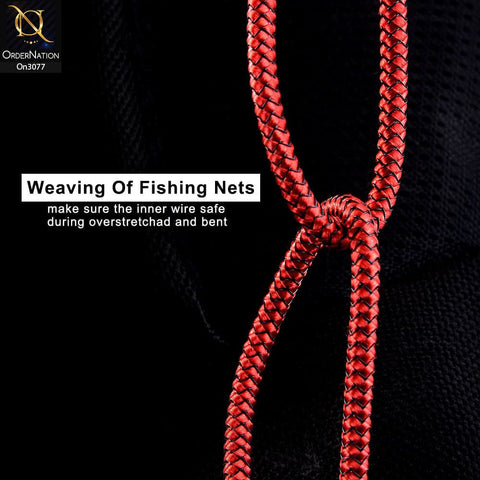 Red - 1M - Type-C - OLAF Magnetic Braided LED Type C 1 Meter Usb Charging Cable