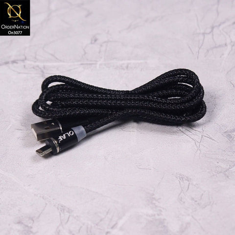 Black - 1M - Lightning - OLAF Magnetic Braided LED Lightning 1 Meter Usb Charging Cable