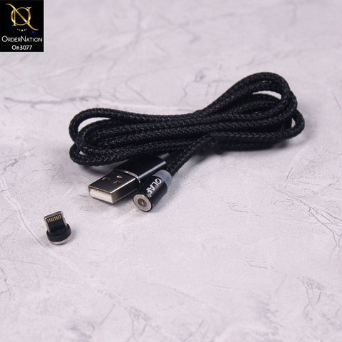 Black - 1M - Lightning - OLAF Magnetic Braided LED Lightning 1 Meter Usb Charging Cable