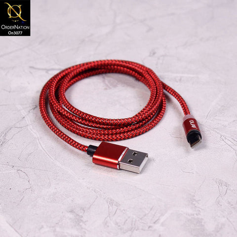 Red - 1M - Lightning - OLAF Magnetic Braided LED Lightning 1 Meter Usb Charging Cable