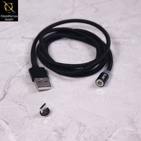 Black - 1M - Micro - OLAF Magnetic Braided LED Micro 1 Meter Usb Charging Cable