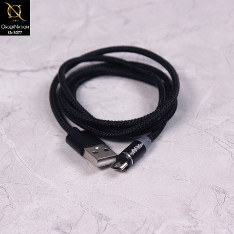 Black - 1M - Micro - OLAF Magnetic Braided LED Micro 1 Meter Usb Charging Cable