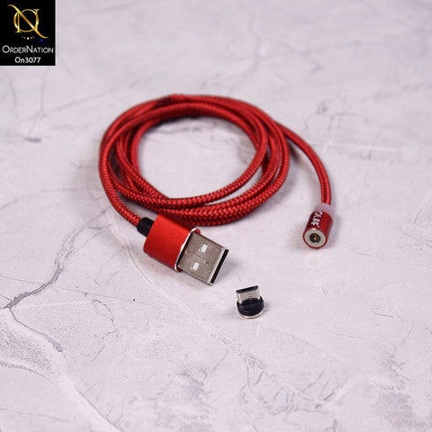 Red - 1M - Micro - OLAF Magnetic Braided LED Micro 1 Meter Usb Charging Cable
