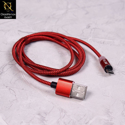 Red - 1M - Micro - OLAF Magnetic Braided LED Micro 1 Meter Usb Charging Cable
