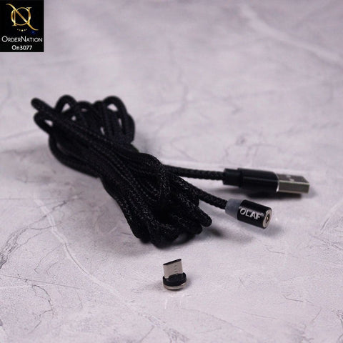 Black - 2M - Micro - OLAF Magnetic Braided LED Micro 2 Meter Usb Charging Cable