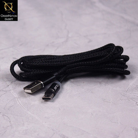 Black - 2M - Micro - OLAF Magnetic Braided LED Micro 2 Meter Usb Charging Cable