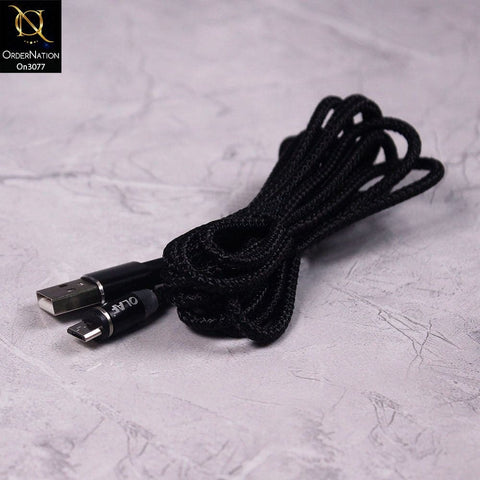 Black - 2M - Micro - OLAF Magnetic Braided LED Micro 2 Meter Usb Charging Cable