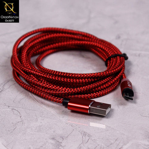 Red - 2M - Micro - OLAF Magnetic Braided LED Micro 2 Meter Usb Charging Cable
