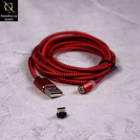 Red - 2M - Micro - OLAF Magnetic Braided LED Micro 2 Meter Usb Charging Cable