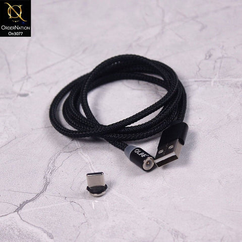 Black - 1M - Type-C - OLAF Magnetic Braided LED Type C 1 Meter Usb Charging Cable
