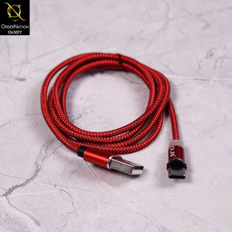 Red - 1M - Type-C - OLAF Magnetic Braided LED Type C 1 Meter Usb Charging Cable