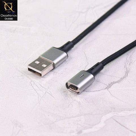 Gray - Qualcomm 3.0 3 in 1 Led Indicator Fast Charging Magnetic Data Cable
