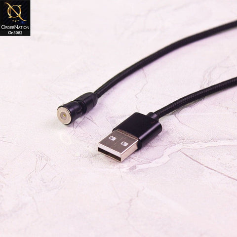 Black - 540 Degree Rotatable Magnetic Fast Charging Data Cable