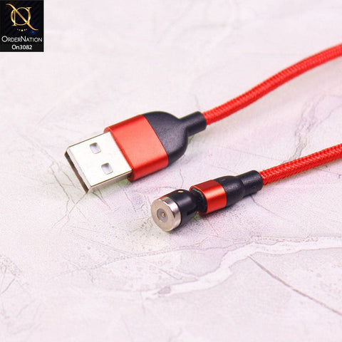Red - 540 Degree Rotatable Magnetic Fast Charging Data Cable