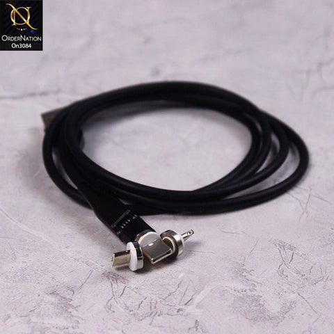 Black - 3A Fast Charging Magnetic Cable 2021 Rotatable 540 Degree Cable