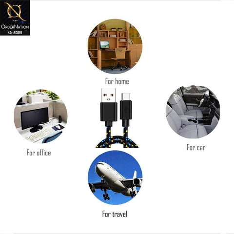 White - 3M - Micro - Premium Quality Braided Wire Micro USB Cable Sync Nylon Woven Charger Cord