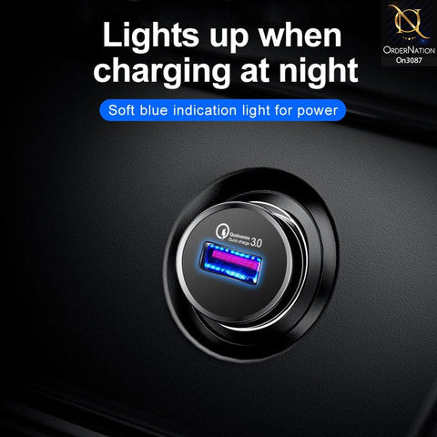 Black - SLS-B01 - Qualcomm 3.0 Quick Usb Car Charger For Latest iPhone, Samsung, Vivo, Infnix, Oppo, Xiaomi, etc Smartphones