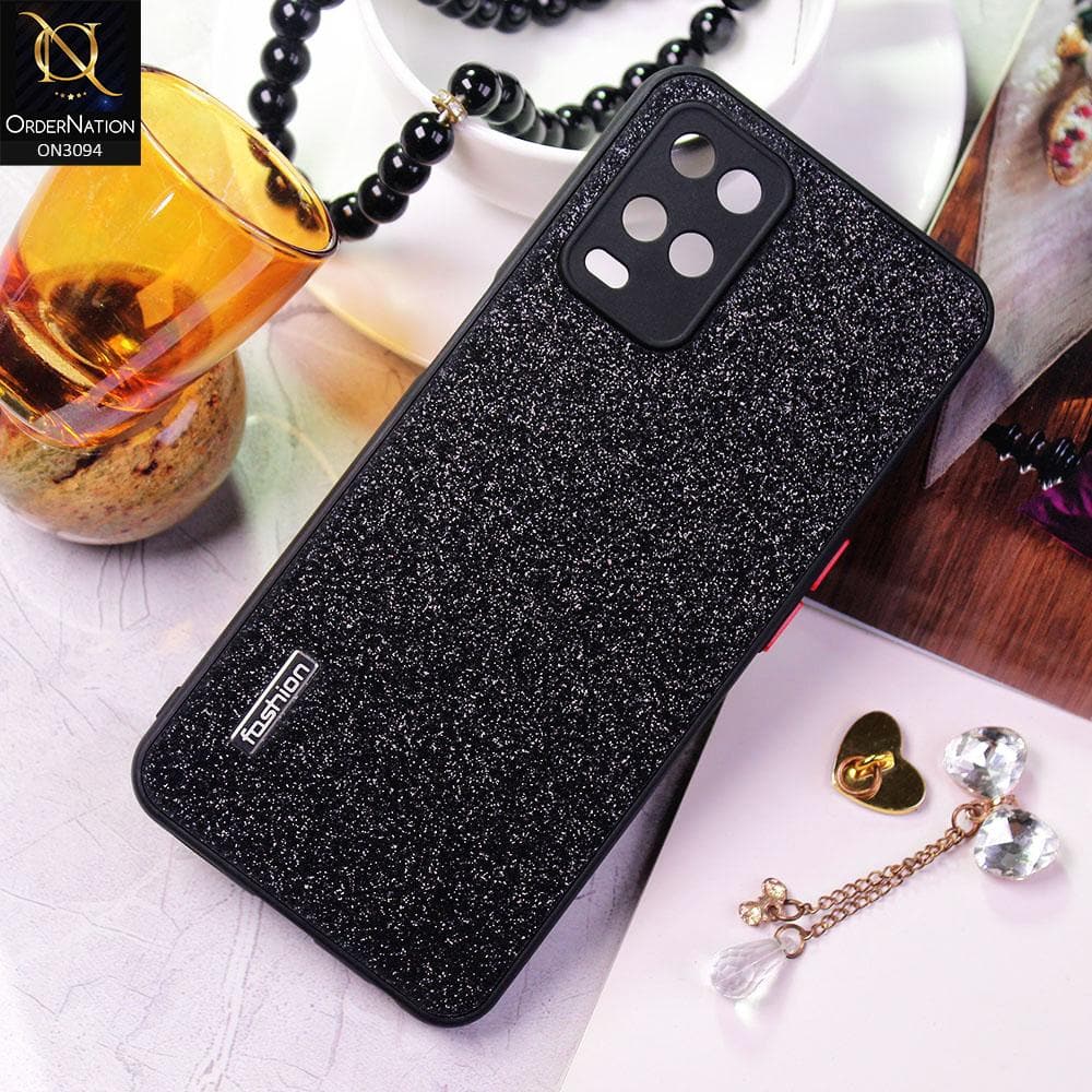 Oppo A54 4G Cover - Black - Bling Sparking Glitter Back Shell Soft Border Camera Protection Case