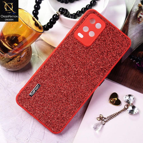 Oppo A54 4G Cover - Red - Bling Sparking Glitter Back Shell Soft Border Camera Protection Case