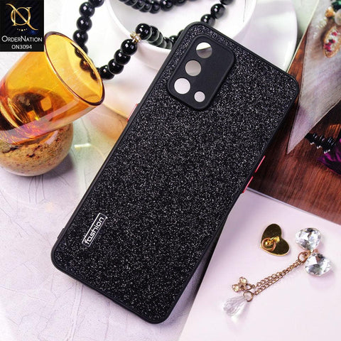Oppo F19 Cover - Black - Bling Sparking Glitter Back Shell Soft Border Camera Protection Case