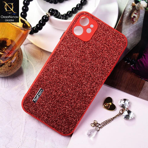 iPhone 11 Cover - Red - Bling Sparking Glitter Back Shell Soft Border Camera Protection Case
