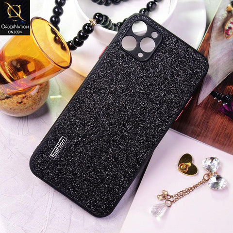 iPhone 11 Pro Max Cover - Black - Bling Sparking Glitter Back Shell Soft Border Camera Protection Case