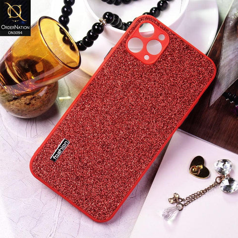iPhone 11 Pro Max Cover - Red - Bling Sparking Glitter Back Shell Soft Border Camera Protection Case