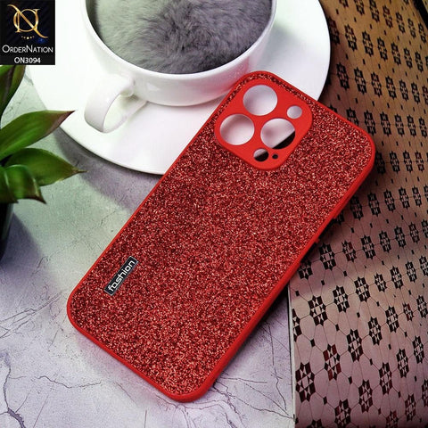 iPhone 13 Pro Cover - Red - Bling Sparking Glitter Back Shell Soft Border Camera Protection