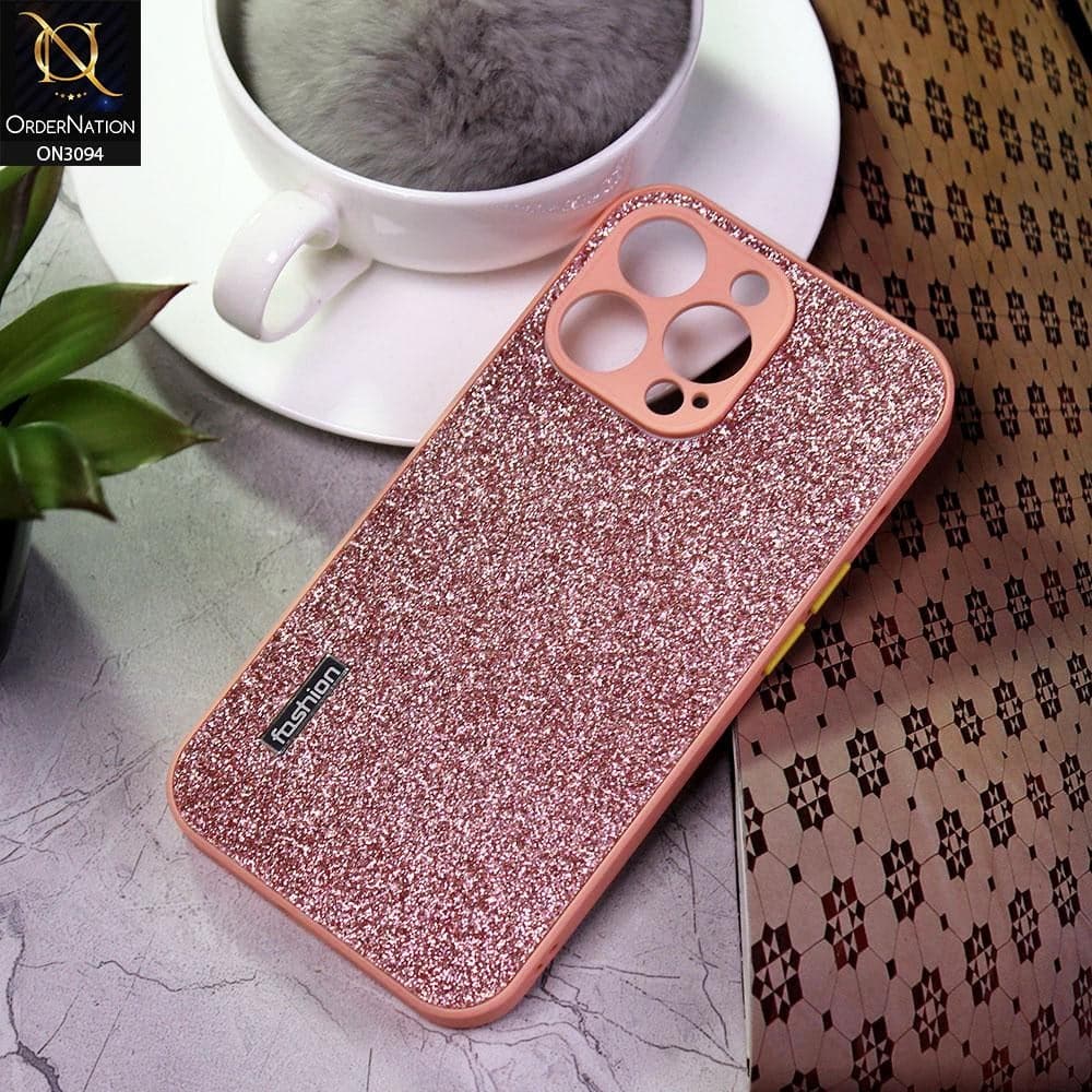 iPhone 13 Pro Max Cover - Pink - Bling Sparking Glitter Back Shell Soft Border Camera Protection