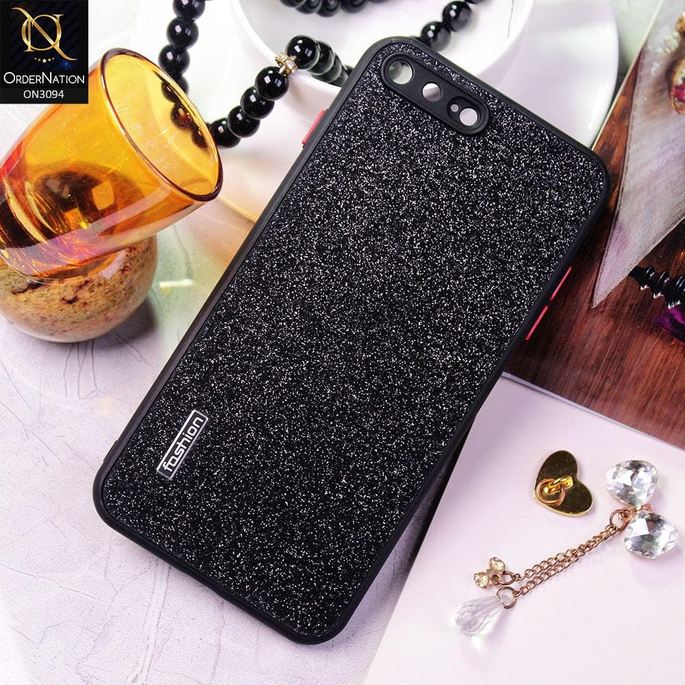 iPhone 8 Plus / 7 Plus Cover - Black - Bling Sparking Glitter Back Shell Soft Border Camera Protection Case