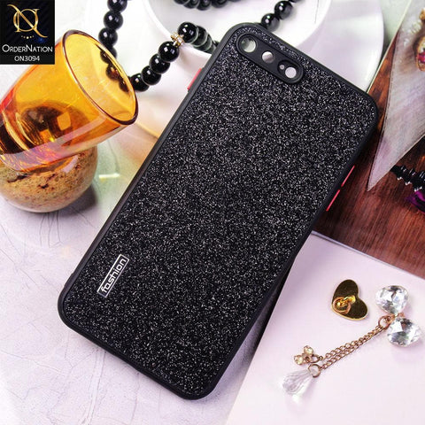 iPhone 8 Plus / 7 Plus Cover - Black - Bling Sparking Glitter Back Shell Soft Border Camera Protection Case