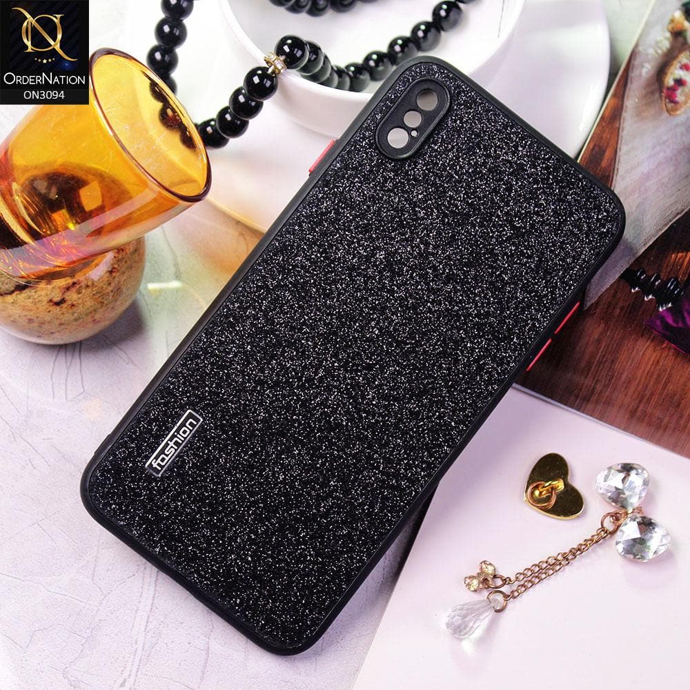 iPhone XS Max Cover - Black - Bling Sparking Glitter Back Shell Soft Border Camera Protection Case