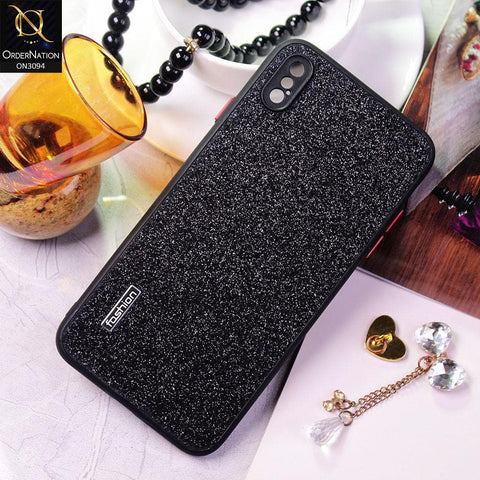 iPhone XS Max Cover - Black - Bling Sparking Glitter Back Shell Soft Border Camera Protection Case
