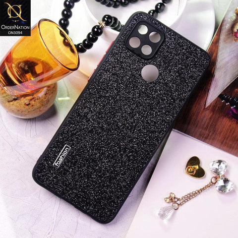 Oppo A15s Cover - Black - Bling Sparking Glitter Back Shell Soft Border Camera Protection Case