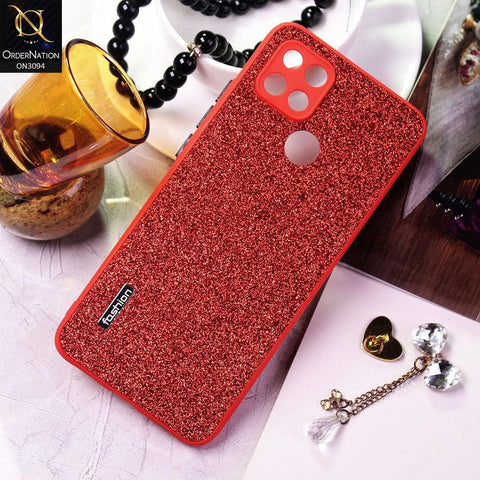 Oppo A15s Cover - Red - Bling Sparking Glitter Back Shell Soft Border Camera Protection Case