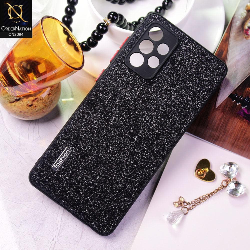 Samsung Galaxy A52 Cover - Black - Bling Sparking Glitter Back Shell Soft Border Camera Protection Case