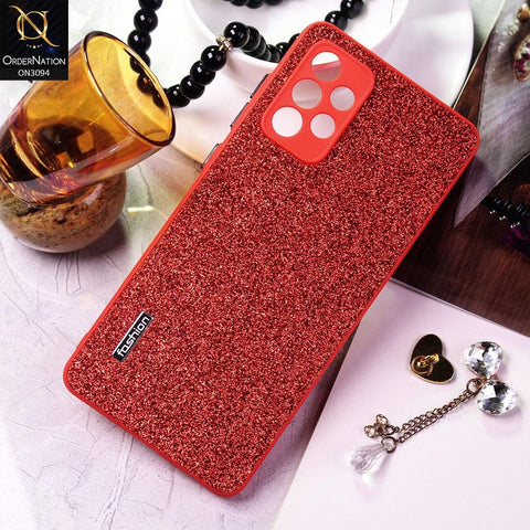 Samsung Galaxy A52 Cover - Red - Bling Sparking Glitter Back Shell Soft Border Camera Protection Case