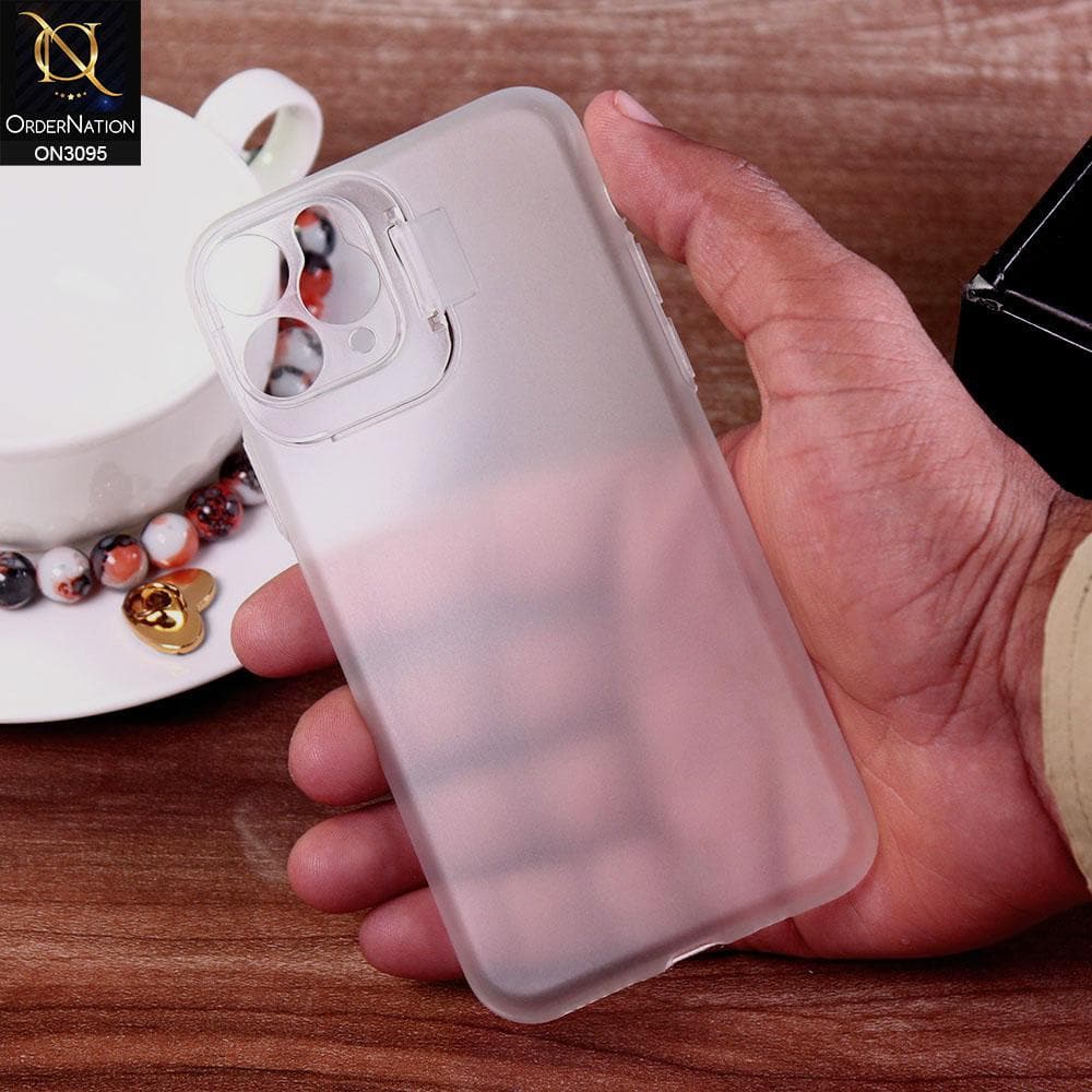 iPhone 11 Pro Cover - White - Ultra thin paper back semi-hard with window camera protection Case